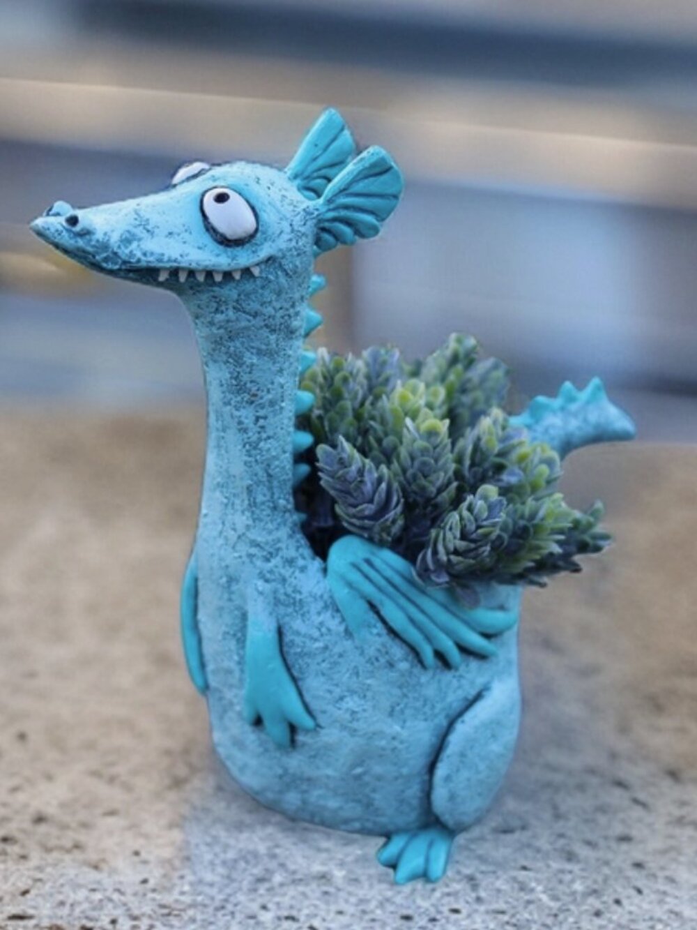 Drake The Teal Dragon Planter - Picture 1 of 12
